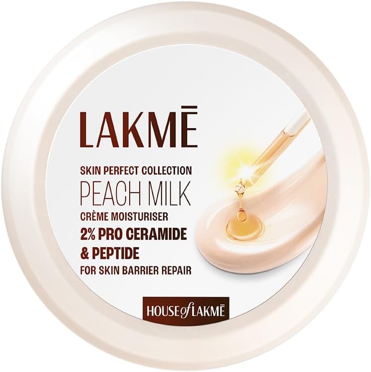 LAKMÉ Peach Milk,Soft Creme Face Moisturizer,200G,For Soft,Glowing Skin,With Vitamin E & Peach Milk Extract,24Hr Moisture Lock,Lightweight,Non-Sticky,Non-Oily,All Skin Types