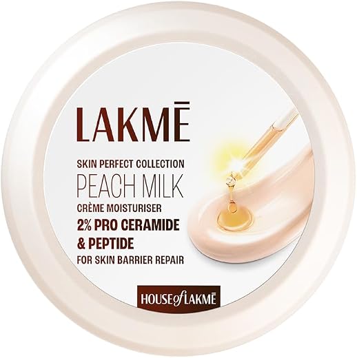 Lakmé Peach Milk Creme Moisturizer with 2% Pro-Ceramide &amp; Peptides | Repairs Damaged Skin Barrier &amp; Gives Intense Hydratio...