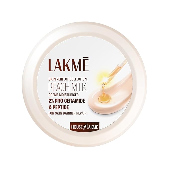 LAKME PEACHMILK CREME MOISTURISER 2% PRO CERAMIDE & PEPTIDE.
