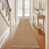 Boho 2x8 ft Runners for Hallway,Braided Style Long Kitchen Runner Rugs,Soft Faux Jute Rug,Neutral Entryway Runners,Washable Solid Carpet for Bedroom,Hallway Living Room,Non Slip,Tan Brown