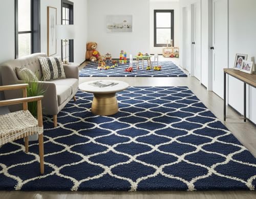 Image of Carpet for Hallway, Kitchen, and Modern Interiors, Cozy Shag Runner for Living Room, Entryway & Office Decor Size 3x5 feet Blue M
