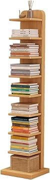 HARELA Vertical Spine Bookshelf Tower, 5/9-Tier Spine Book Tower, Invisible Floating Bookshelf, Floor Standing Book Organizers, Tall Narrow Bookcase for Home Office Light Brown-9 Layers