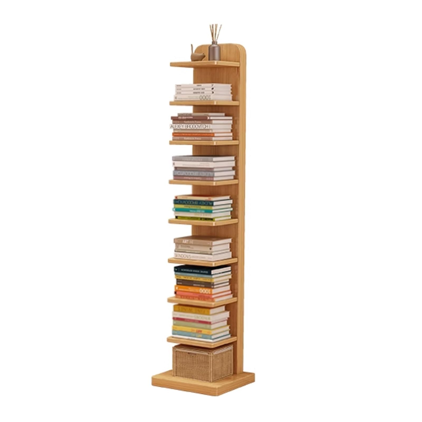HARELA Vertical Spine Bookshelf Tower, 5/9-Tier Spine Book Tower, Invisible Floating Bookshelf, Floor Standing Book Organizers, Tall Narrow Bookcase
