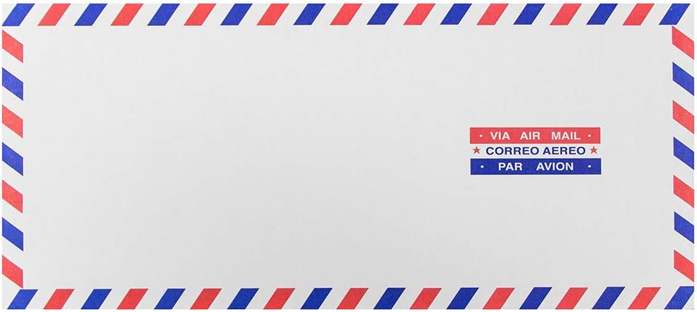 JAM PAPER #10 Airmail Envelopes - 4 1/8 x 9 1/2 - White - Bulk 250/Box