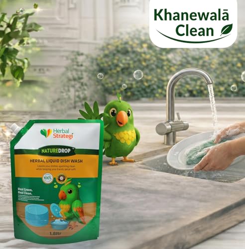 Image of Herbal Strategi NatureDrop Dishwash Liquid - 1.8L | Khanewala Clean - Safe around food | No Harsh Chemicals and No Toxic Residue | Powered by Herbal Actives | Certified EcoFriendly