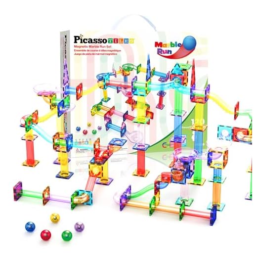 PicassoTiles Marble Run 120 Piece Magnetic Building Blocks Magnet Tile Construction Toy Playset STEM Learning Educational Block Child Brain Development Kids Toys for Boys and Girls Age 3 and Up