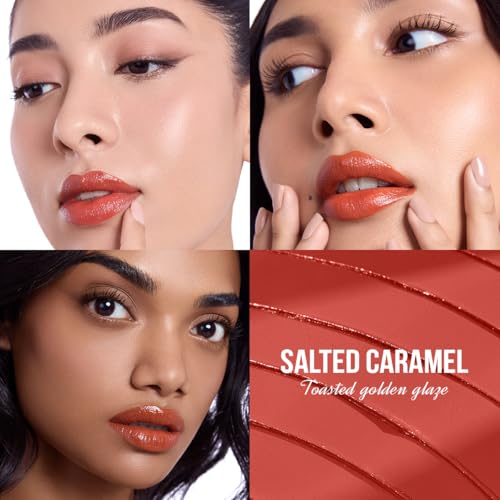 Image of Staze Y.U.M.M.Y Lip Gloss Balm | 3-in-1 Gloss + Tint + Balm | High-Shine Glossy Finish | With SPF 15 | Non-sticky Formula with Hyaluronic Acid & Shea Butter | 01 Salted Caramel | 2g
