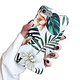 SUBESKING Compatible iPhone 6 Case/iPhone 6s Case,Cute Slim Fit Soft TPU White Floral and Green Leaves Pattern Protective Phone Cover Cases for Women Girls (White Flowers)