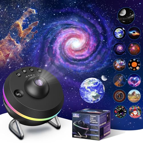 Image of Galaxy Star Projector, 13 in 1 Planetarium Projector Space Ceiling Nebula Starry Sky Night Light with Light Strip, Dynamic Meteor Effect. Home Theater Living Room Decor for Kid Adult Gift