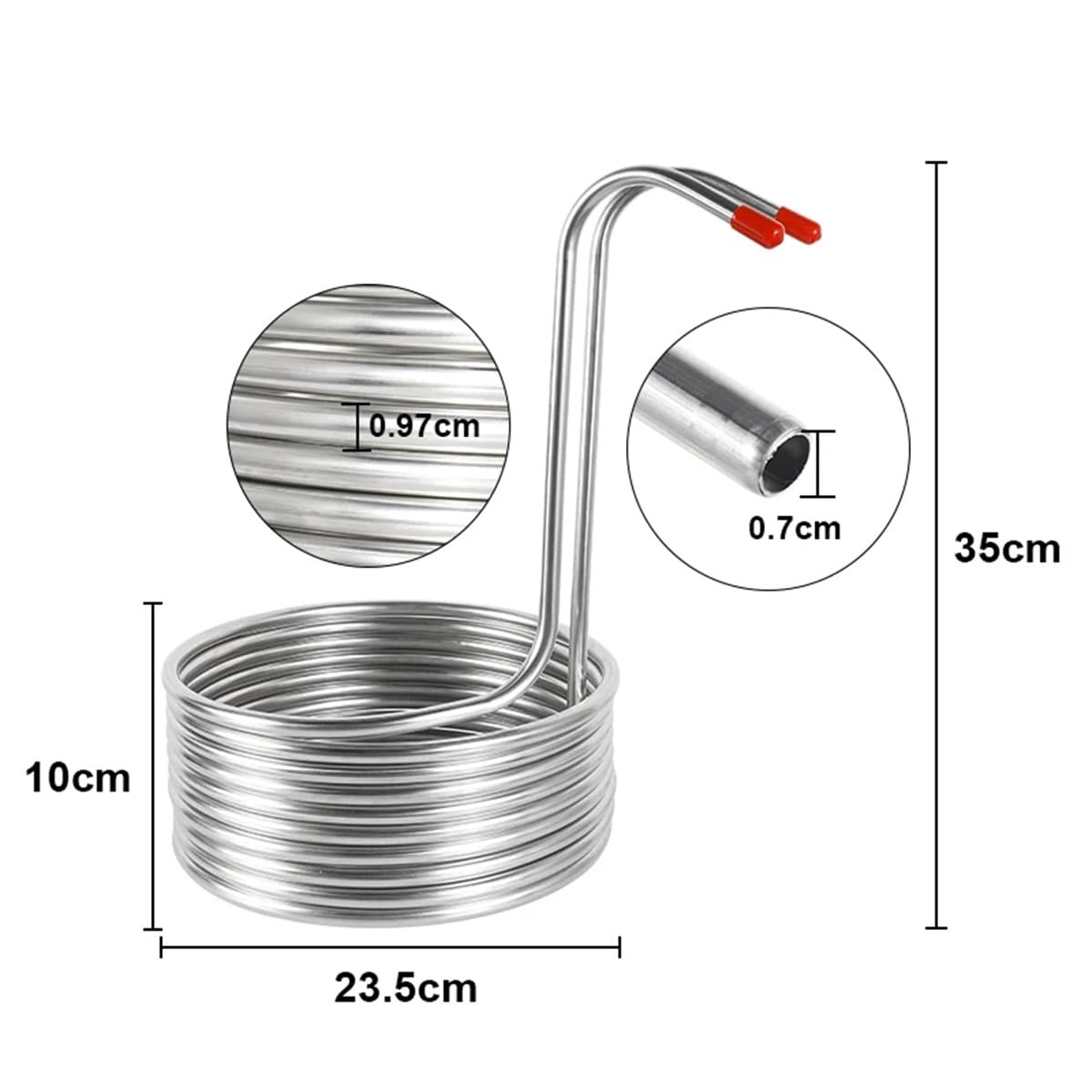 Serpentín De Enfriamiento De Elaboración De Cerveza, Enfriador De Mosto De Cerveza, Enfriador De Inmersión De Acero Inoxidable For Herramientas De Barra De Elaboración De Vino 9,52mm×0,5mm×8m ( Size :