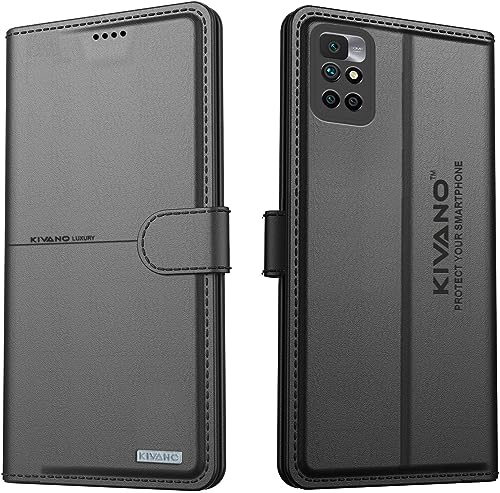 Image of KIVANO Compatible with Xiaomi Redmi 10 Prime Flip Cover | Leather Finish | Inside Pockets & Inbuilt Stand | Shockproof Wallet Style Magnetic Closure Back Cover Case