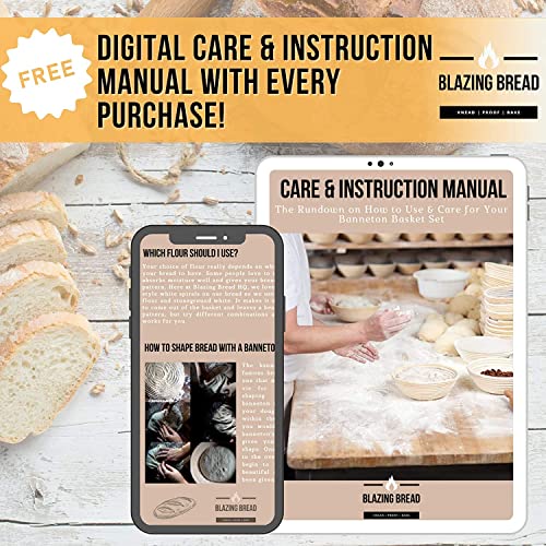 Ultimate Artisan Banneton Bread Proofing Basket Set Of 2 - Round & Oval Rattan Proofing Baskets, Dough Scraper, Recipe Book - Sourdough Bread Baking Supplies - Perfect Bread Making Tools And Supplies #TOP5
