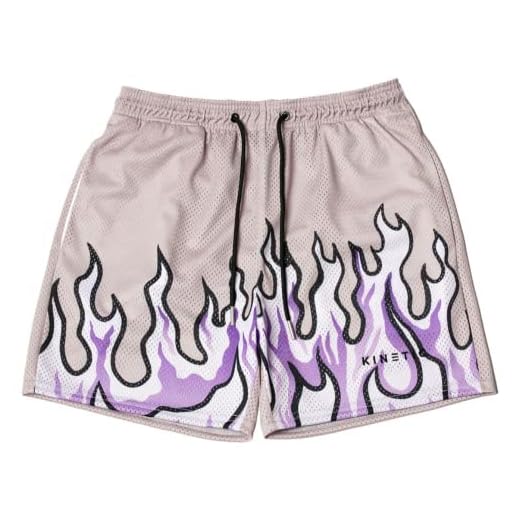 HUIHSVHA Men's Mesh Basketball Shorts Print Drawstring Elastic Waisted Summer Shorts Athletic Gym Workout Shorts Purple