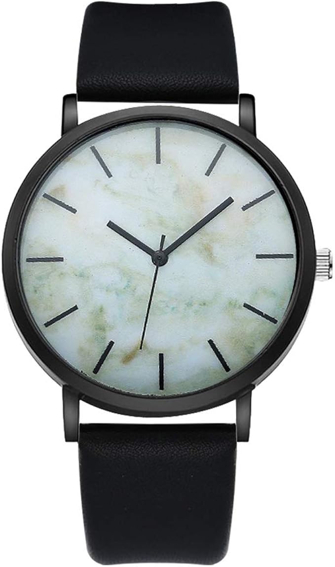 Personalizzato griglia stile orologio da polso, quadrante nero pelle Watch  marmo piastra orologio da polso alla moda per donne o men-battery  included-white : Amazon.it: Orologi