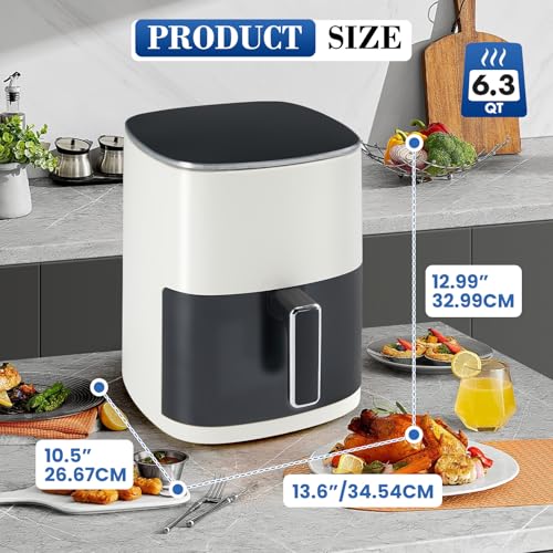 Image of NEWBULIG Air Fryer, 6QT Square Airfryer with Visual Window, 400℉ Fast Heating Air Fryers Oven with Timer, Auto-Off, Non Toxic & Non Stick, Multiple 12 Modes for Roast, Bake, Dehydrate, Fry, Reheat