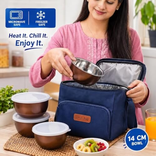 Image of Zaib Stainless Steel Microwave Safe Serving Bowl 500 ml, 14 cm