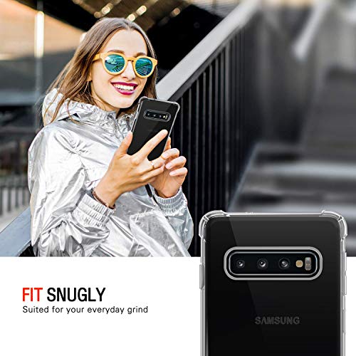 Image of Lustree Back Cover Transparent Case Compatible with Samsung Galaxy S10 | Clear + TPU Case with 4 Corner Air Cushion Protection & Camera Protection | Slim& Stylus Cover