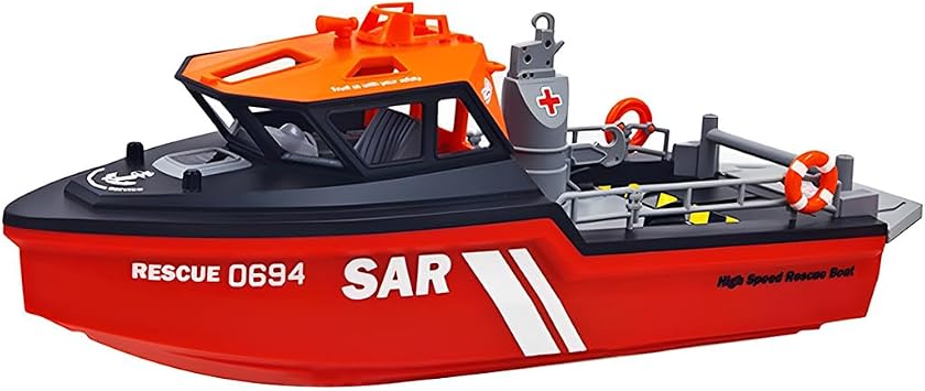 1/32 Remote Control Boat for Adults, Mini RC Boat Kit 2.4G RC Rescue Boat Model Kit, 8KM/H Electric RC Racing Boat for Pools, Lakes, Rivers, Birthday RTR