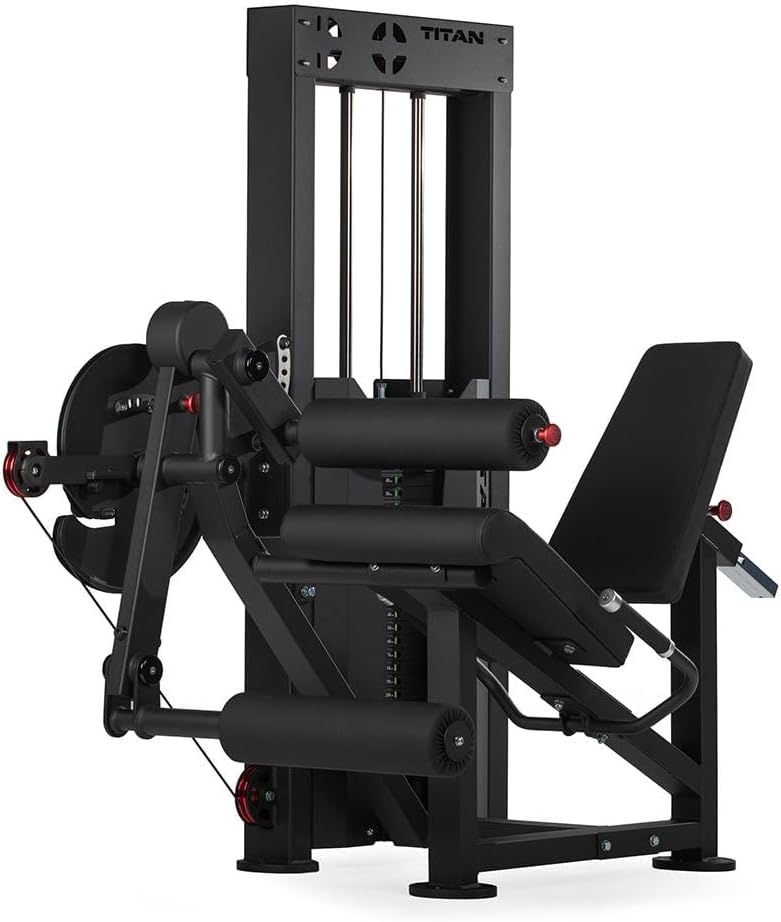 Titan Fitness Selectorized Leg Extension and Curl Machine, Pin-Loaded 250 LB Weight Stack with 1:1 Ratio, Adjustable Seat and Footrest, Workout and Exercise Equipment for Quads and Hamstrings