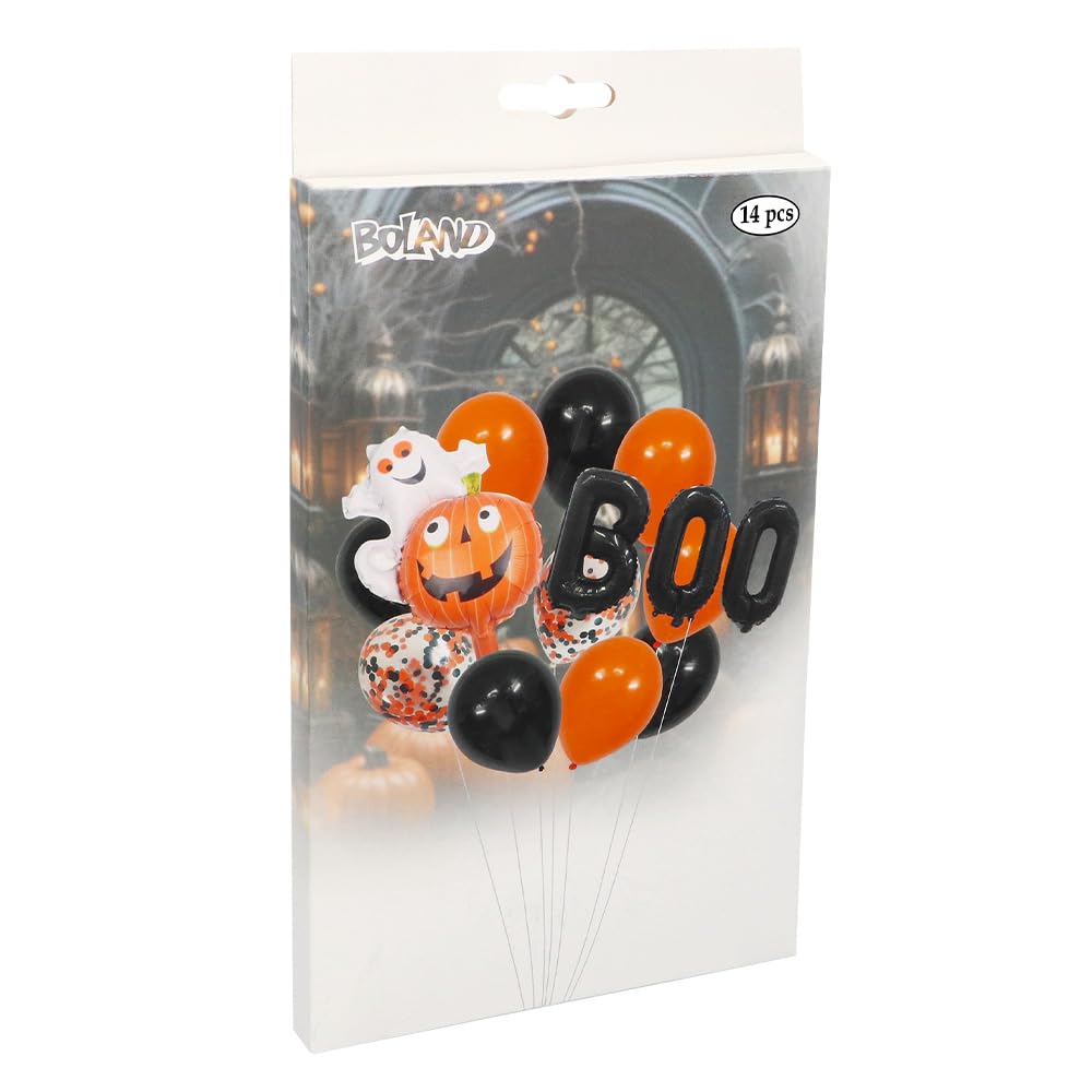 Boland 74677 Balloon Set for Halloween, Decoration with Foil Balloons, Confetti Balloons and Accessories