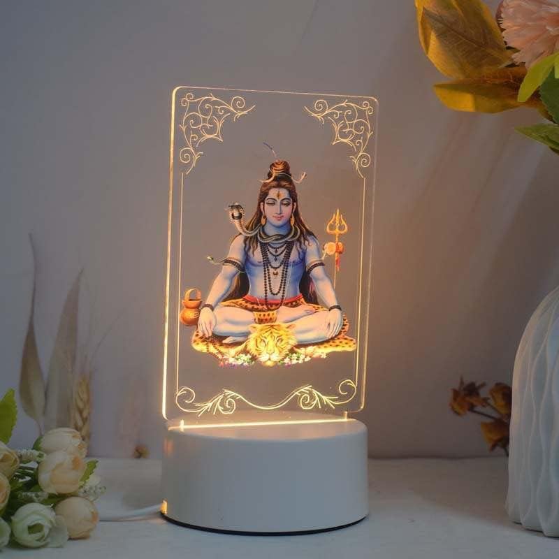 Beautiful 3D Lord Shiva Frame with Soft White Light. UV Printed LED Night Light for Hindu, Indian Community. Bedside Table lamp and Décor for Living Rooms. (Lord Shiva)