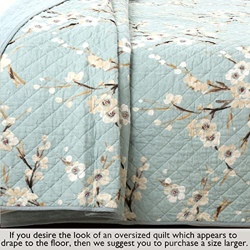 image for Cozy Line Home Fashions Aqua Teal Turquoise Floral Cherry Blooming 100