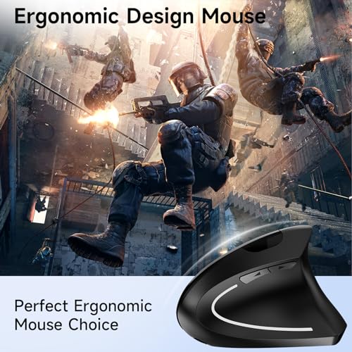 Mouse óptico vertical inalámbrico recargable 2.4G para laptop, computadora y Mac de 5 botones 3