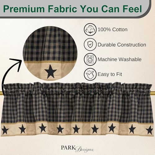 Park Designs Farmhouse Kitchen Valances for Windows - Sturbridge Star Lined | Fall Decor Window Valance Curtain | Plaid Curtain Windows | 60\"x14\" - Thumbnail 2
