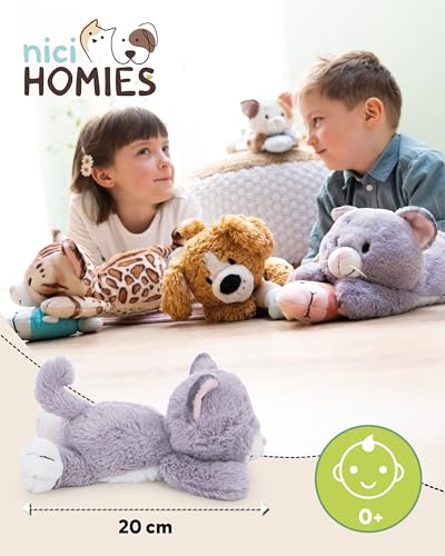 NICI Kuscheltier Katze 20cm - grau - Weiches Plüschtier – niedliches Stofftier zum Kuscheln & Spielen – tolle Geschenkidee für Kinder & Erwachsene - 62143
