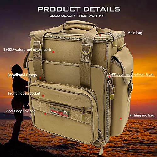 Fishing Tackle Backpack Large Storage Waterproof Tackle Bag Large Saltwater Resistant Fishing Bag With 5 Tackle Boxes Outdoor Multifunctional Box Tackle Bag For Fishing Camping Hiking Cycling (Green) #TOP3