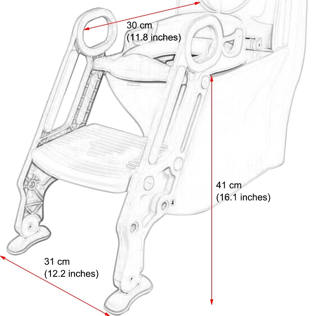 Toiletten-Trainingssitz Jungen Und Mädchen Trainieren Faltbare Treppenpose Toilettentrainer, 2 Höhenstufen Einstellbar, Belastbar 80kg (Color : Yellow, Size : 30 * 41 * 31cm)