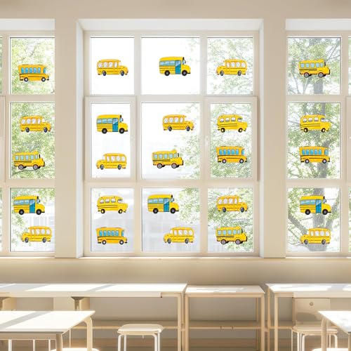 Image of Glitter School Bus Cutouts - 100Pcs Back to School Yellow Bus Cut Outs Bulletin Board DIY Paper Cuts Name Tag for Graduation Gift First Day of School Birthday Party Goodie Bag Stuffer Supplies