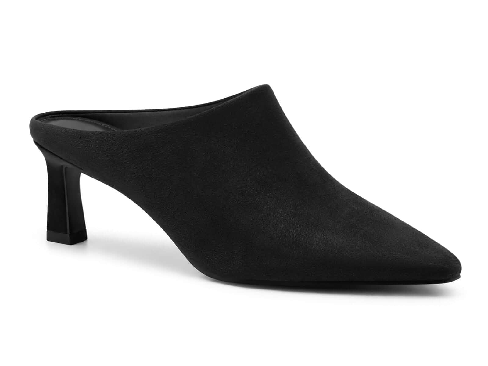 Coutgo Womens Kitten Heels Mules Closed Pointed Toe Pumps Slip On Suede Work Dress Shoes