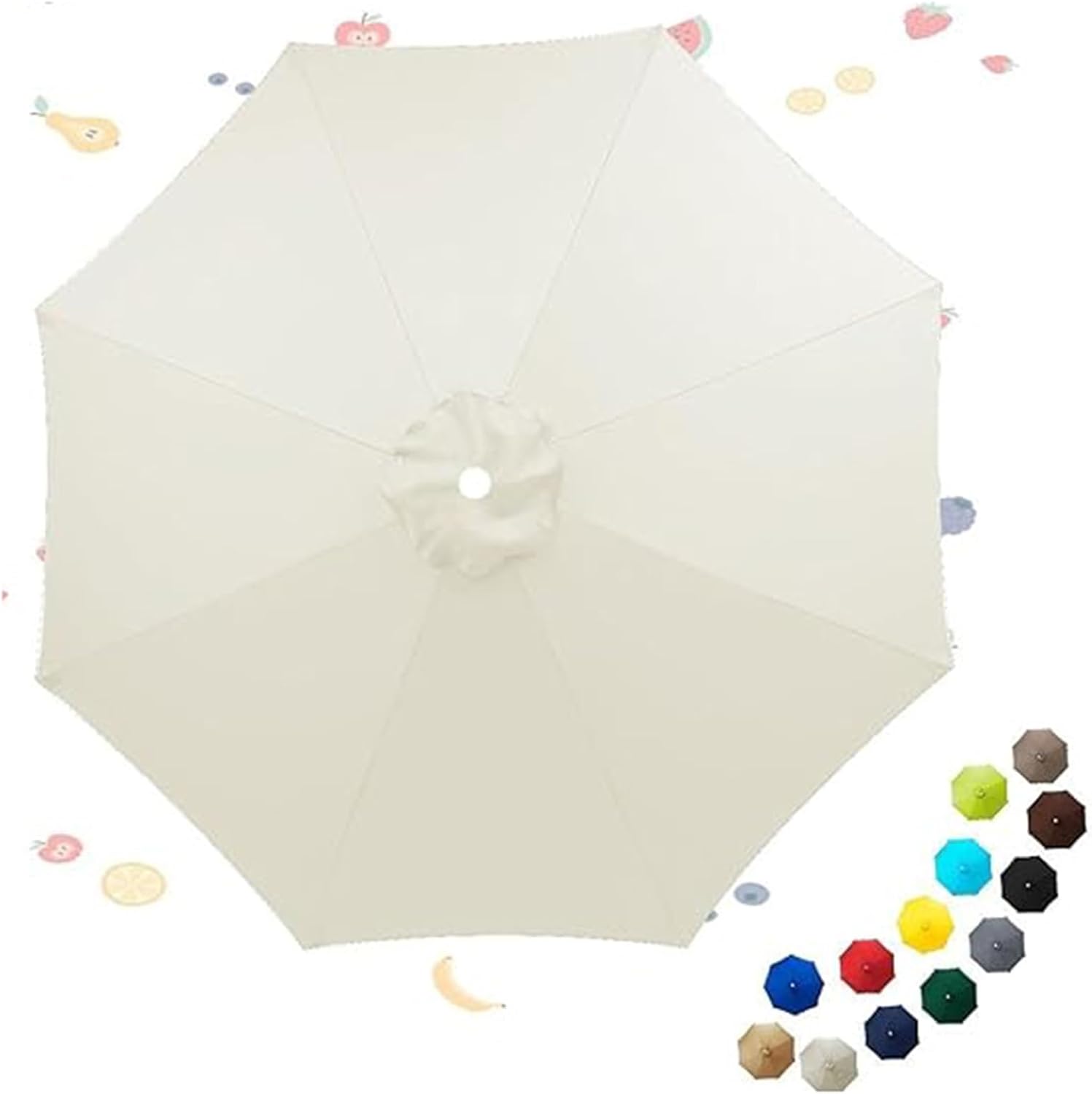 Replacement Parasol Fabric Cover, 6/8 Arm Outdoor Parasol Umbrella Canopy Cover, Polyester Market Parasol Canopy Patio Umbrella Replacement Canopy, Awnings Only(E,2.7m 6ribs)