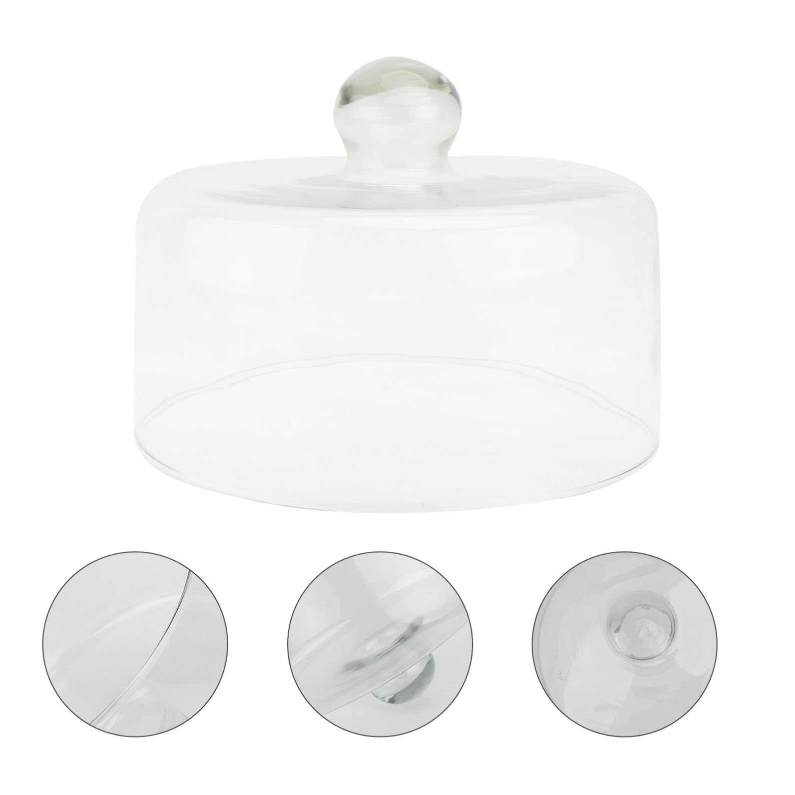 Lurrose Tapa de Vidrio para Alimentos Transparente Cobertura de Alimentos sin Plomo Diámetro 21 CM Cubierta Protectora para Pastelería y Repostería Adecuado para Picnic y Fiestas