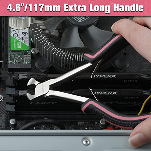 Leontool Long Reach End Cutting Pliers 5.5 Inches End Nipper Cutting Pliers Nail Puller For Zipper Install Stops Repair Kit, Wire Cutter For Jewelry Making Working In Tight Spaces Pink Tool For Women #TOP3