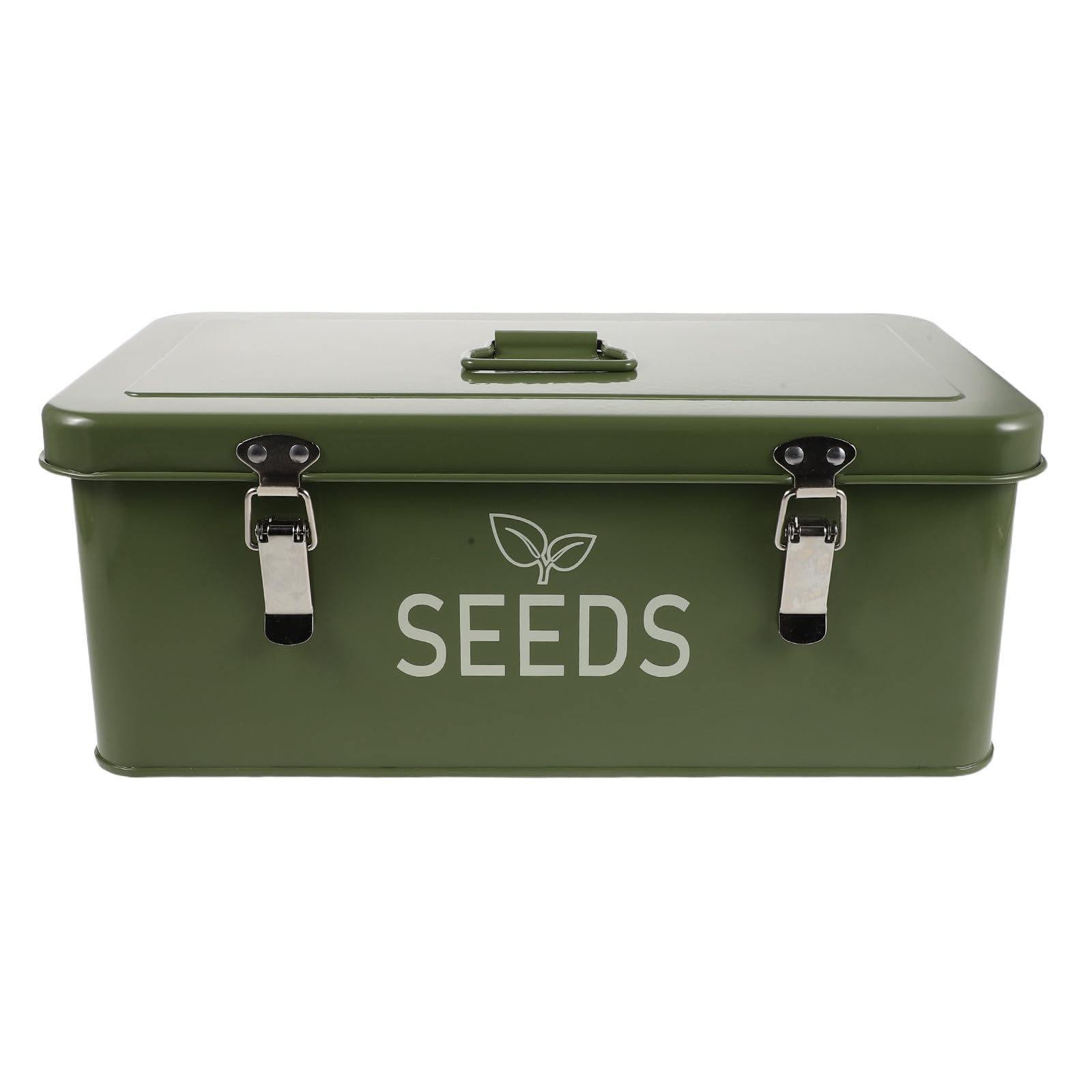 IMIKEYA Robuste Pflanzensamen Aufbewahrungsbox aus Eisen mit Klappdeckel Griff und Schloss 33,5x18,5x12,5cm für Gartenwerkzeuge und Samenpakete zur Einfachen Gartenaufbewahrung