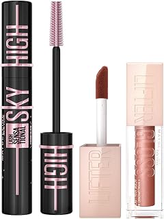 Maybelline New York Lash Sensational Sky High Cosmic Black Maskara + Lifter Gloss Nemlendirici Dudak Parlatıcısı- 009 Topaz Makyaj Seti