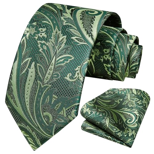 Image of HISDERN Ties for Men Paisley Floral Tie Handkerchief Classic Woven Business Formal Necktie and Pocket Square Set Wedding