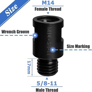 Wolfride M14 to 5/8-11 Angle Grinder Attachment Adapter M14 female to 5/8-11 male adapter (2 Pcs)