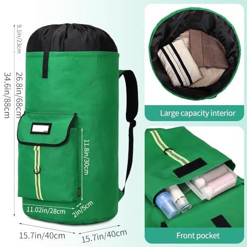 Image of Extra-Large Heavy Duty Laundry Bag Backpack - Drawstring Closure (Grass Green)
