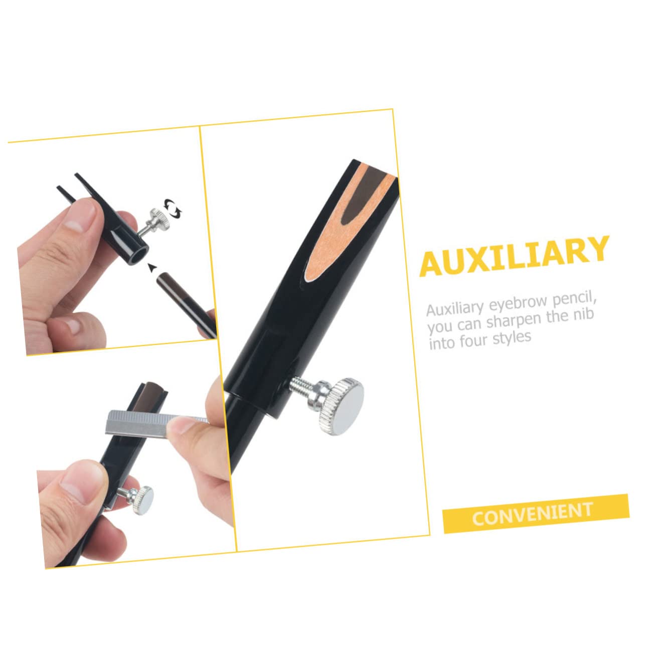 NULYLU Cylinder Eyeliner Pencil Sharpener Eyebrow Pencil Sharpening Tool Double-Sided U-Shape Fine Workmanship for Long Use