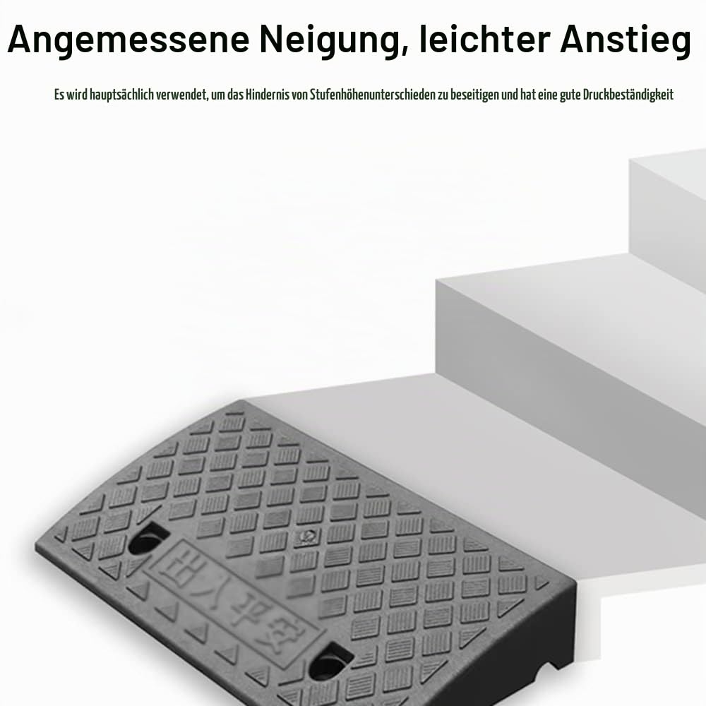 ZJIEX ILOOXI Gummi Schwellenrampe, rutschfeste Türschwellenrampe, 3-19cm Hohe Bordsteinrampe, Robuste Rollstuhlrampe, Tragbare Auffahrrampe ​Für Auto, Roller, Fahrrad(Black,50x27x7cm)