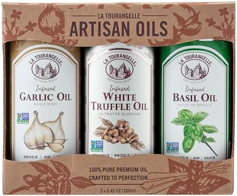 La Tourangelle Infused Oils Set - Basil Garlic Truffle, 8.45 fl oz (3 Pack)