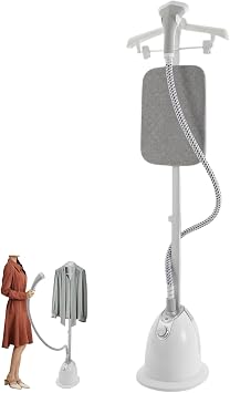 Garment Steamer- Heavy Duty Full-Size Garment Standing Clothes Steamer, 10 Adjustable Gears and 35s Fast Heat-up, 1.4L/47.34oz Water Tank, 1350W White