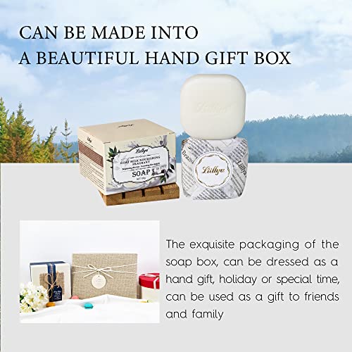 Liillya White Soap Bars, Natural Handmade Soap With Tray Antibacterial Soap For Washing Hands And Body Hypoallergenic Bath Soap Gift Sets For Birthday - 2 Count,Balancing Oil Secretion #TOP4