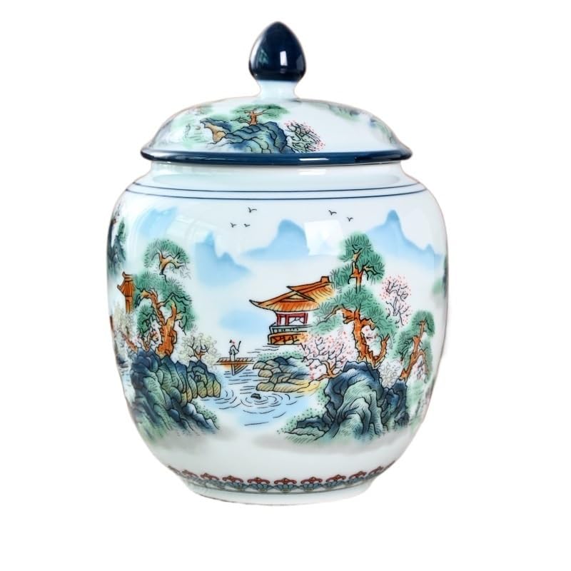 Pojemnik na herbatę, pojemnik ceramiczny, Nowa chińska puszka na herbatę w stylu retro, półfuntowa, luksusowa, ceramiczna, szczelna, odporna wysoką temperaturę, do przechowywania herbaty domu