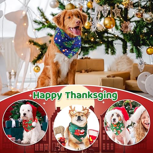 Image of Abbylike 50 Pcs Christmas Dog Bandanas Bulk, Snowman Santa Snowflake