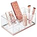 Produktbild mDesign Make-up Organizer  ansteigende Make-up Aufbewahrung mit 5 Fächern aus Kunststoff  Schminkaufbewahrung für Lidschatten, Puder, Lipgloss etc.  durchsichtig und rosegoldfarben
