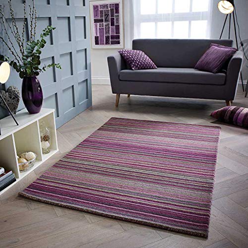 Viva Rugs Wool Rug Purple Natural HANDWOVEN Carpet for Living Room Bedroom Hallway Heavy Small Large Runner (Purple, 120x170cm (4'x5'6"))